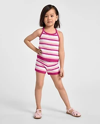 Toddler Girls Striped Crochet 2-Piece Outfit Set