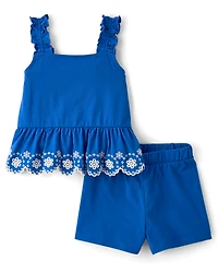 Toddler Girls Embroidered Eyelet 2-Piece Outfit Set
