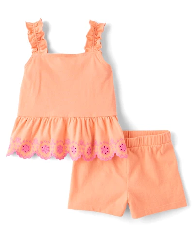 Toddler Girls Embroidered Eyelet 2-Piece Outfit Set