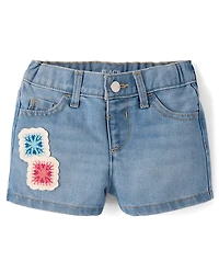 Baby And Toddler Girls Crochet Shortie Jeans Shorts