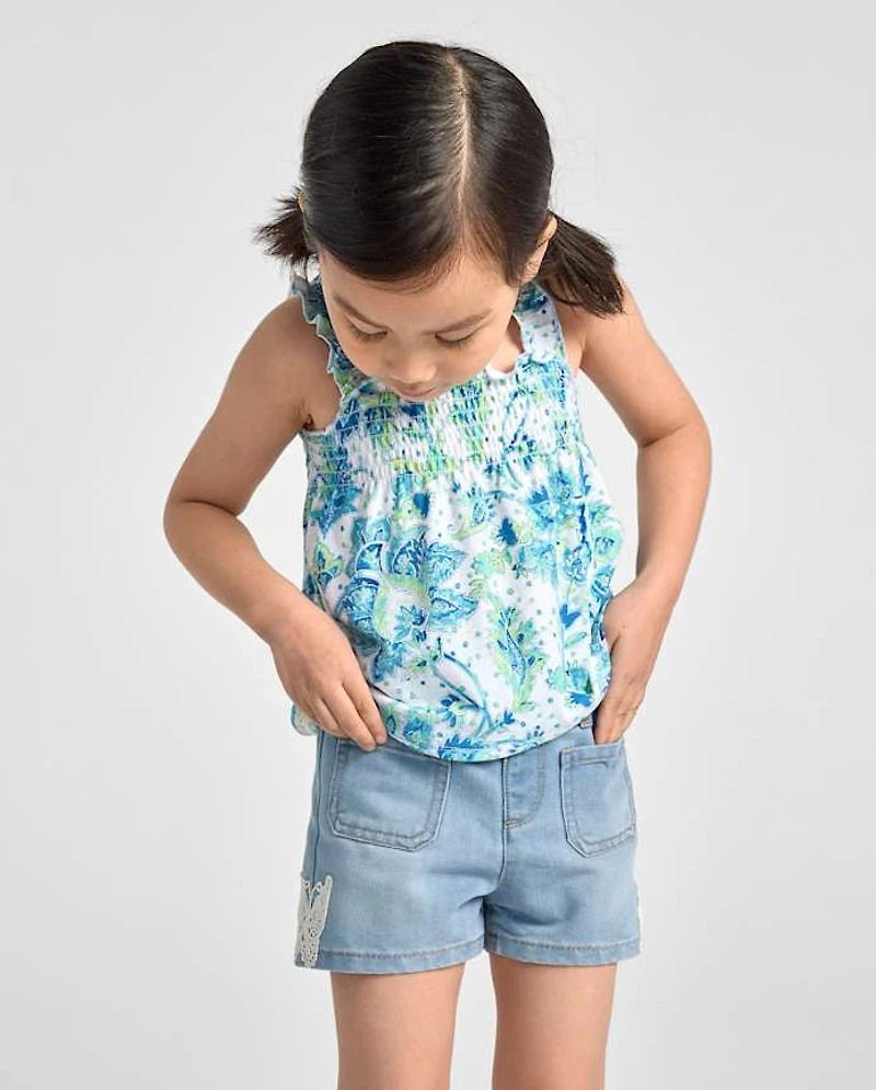 Baby And Toddler Girls Crochet Shortie Jean Shorts