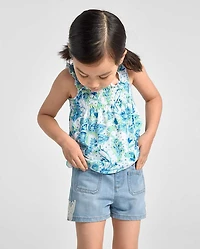 Baby And Toddler Girls Crochet Shortie Jean Shorts