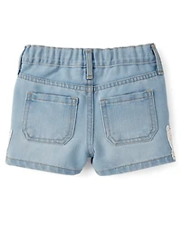 Baby And Toddler Girls Crochet Shortie Jean Shorts