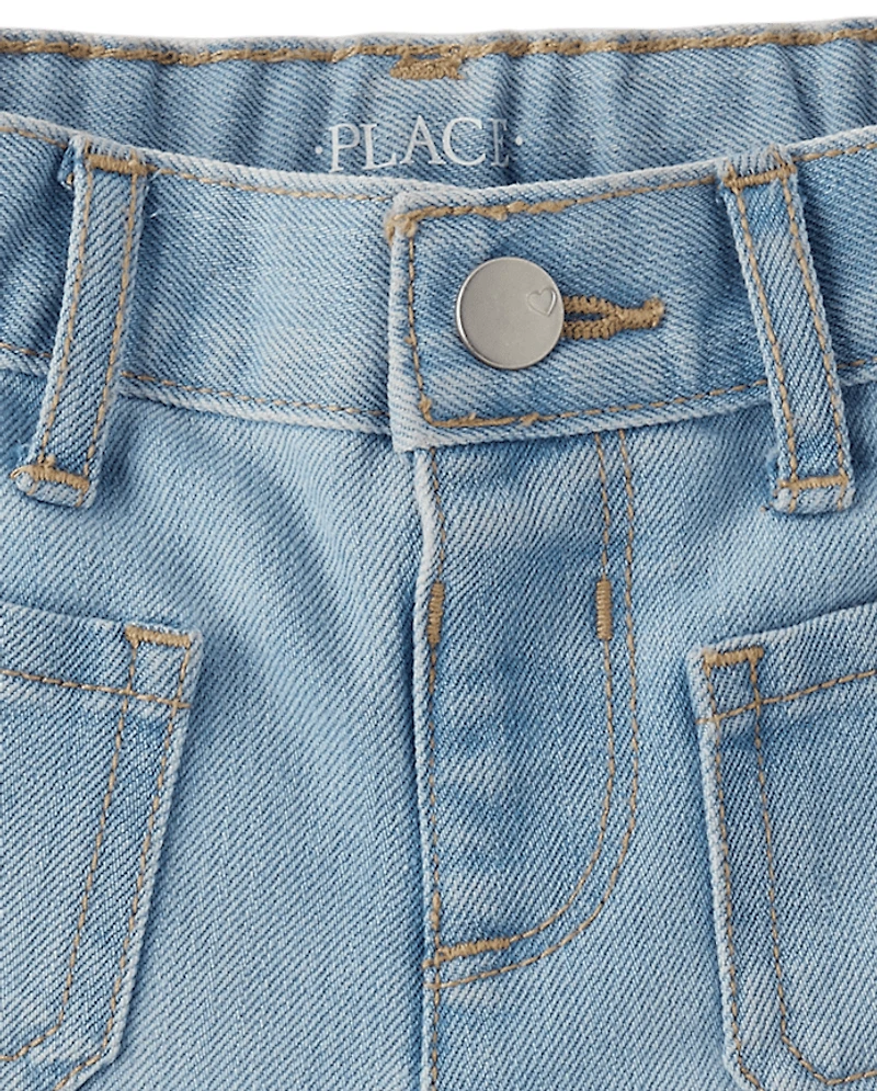 Baby And Toddler Girls Crochet Shortie Jean Shorts