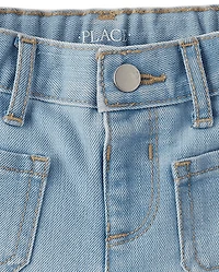 Baby And Toddler Girls Crochet Shortie Jean Shorts