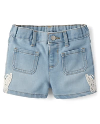 Baby And Toddler Girls Crochet Shortie Jean Shorts