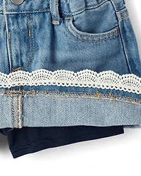 Toddler Girls Crochet V-Yoke Denim Skort