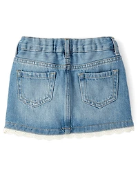 Toddler Girls Crochet V-Yoke Denim Skort
