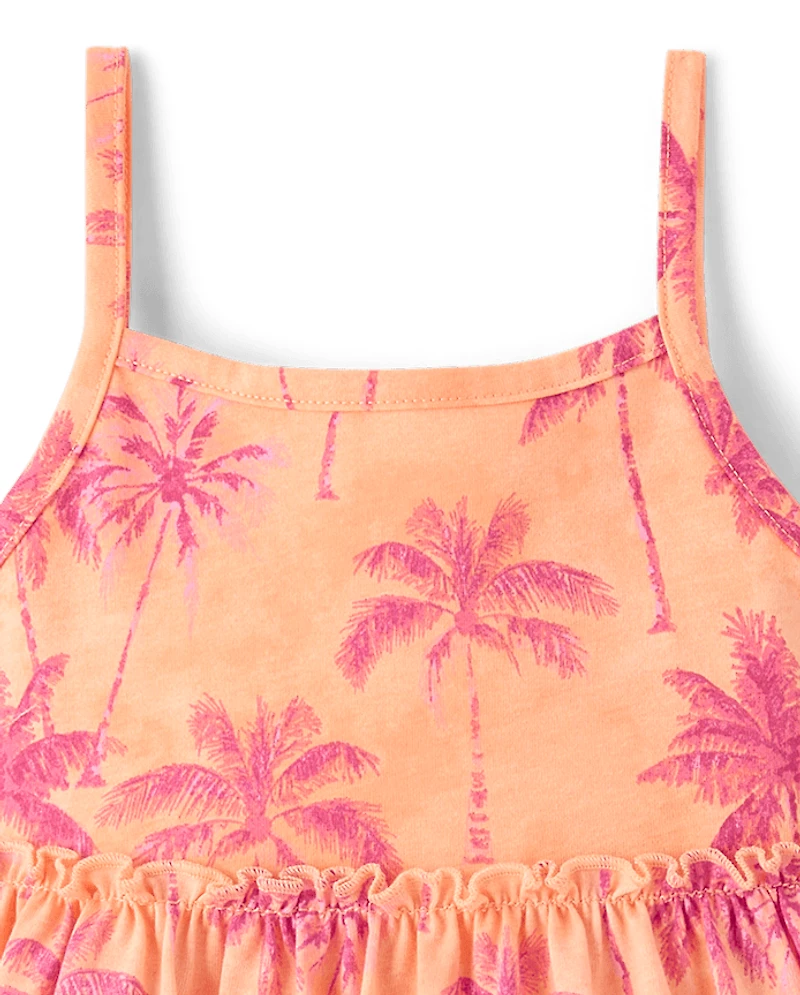 Baby And Toddler Girls Palm Tree Tie Shoulder Dress