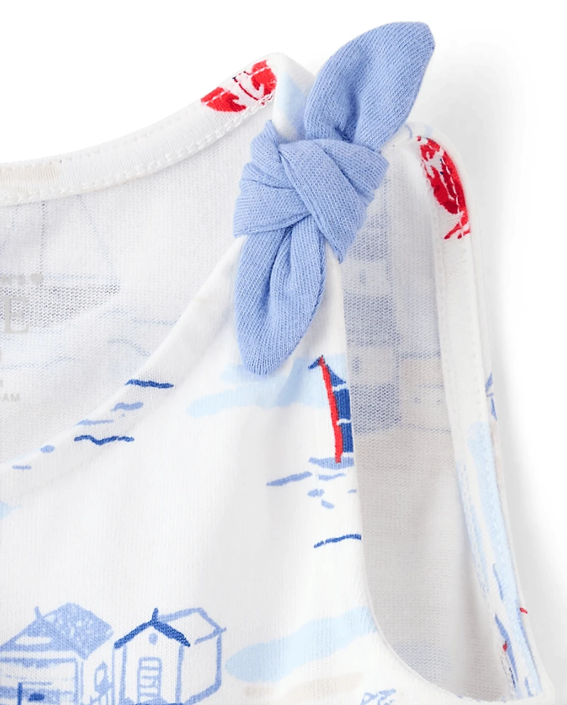 Baby And Toddler Girls Print Tie Shoulder Dress