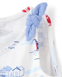 Baby And Toddler Girls Print Tie Shoulder Dress