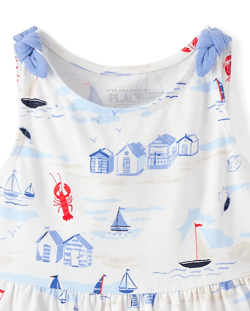 Baby And Toddler Girls Print Tie Shoulder Dress