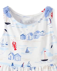 Baby And Toddler Girls Print Tie Shoulder Dress