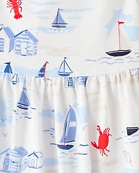 Baby And Toddler Girls Print Tie Shoulder Dress