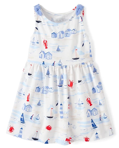 Baby And Toddler Girls Print Tie Shoulder Dress