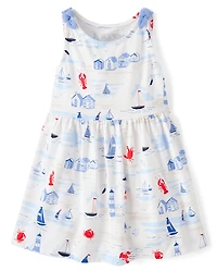 Baby And Toddler Girls Print Tie Shoulder Dress