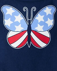 Baby And Toddler Girls Glitter Americana Butterfly Tie Shoulder Dress