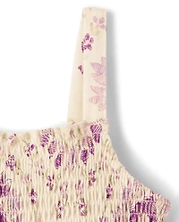 Robe à smocks fleurie et cachemire pour bébés petites filles