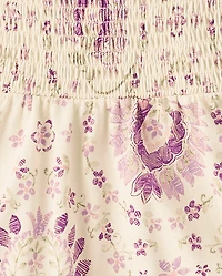 Robe à smocks fleurie et cachemire pour bébés petites filles