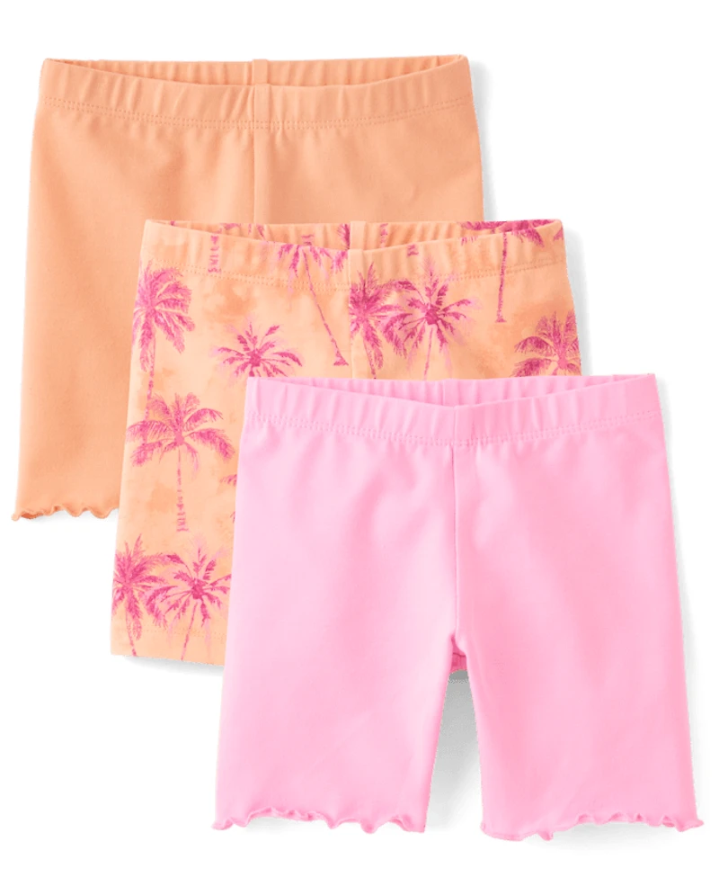 Toddler Girls Palm Tree Lettuce Bike Shorts 3-Pack