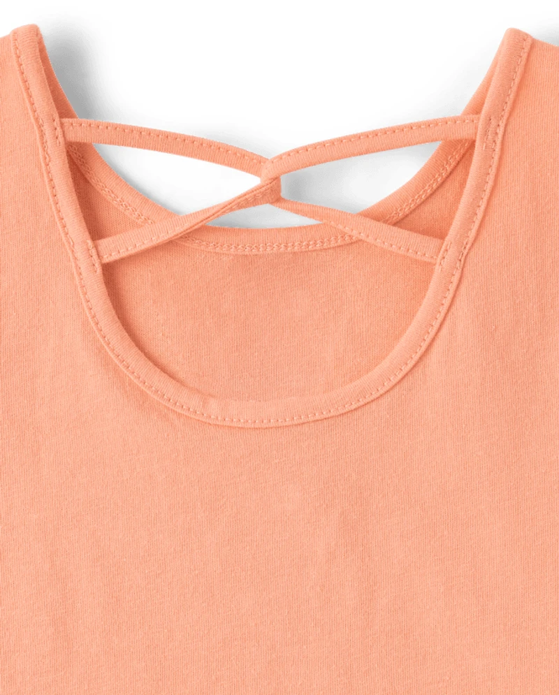 Toddler Girls Embroidered Palm Tree Lettuce Tank Top 3-Pack