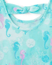 Toddler Girls Glitter Sea Creature Bow Back Tank Top 3-Pack