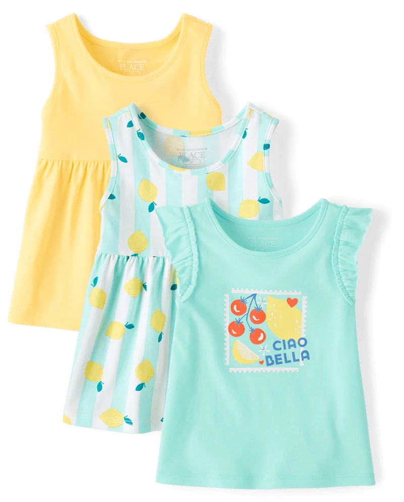 Toddler Girls Lemon Tank Top 3-Pack