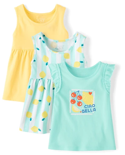 Toddler Girls Lemon Tank Top 3-Pack