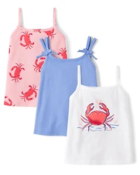 Toddler Girls Crab Tank Top 3-Pack