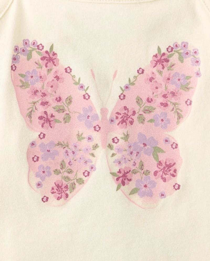 Toddler Girls Glitter Floral Butterfly Tank Top 3-Pack