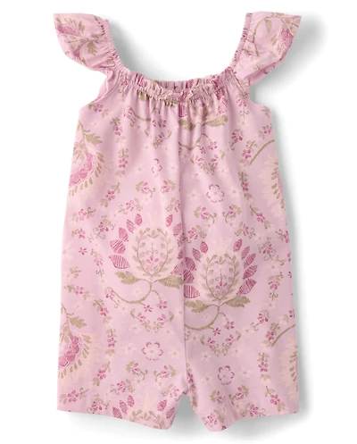 Baby And Toddler Girls Floral Paisley Flutter Romper