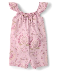 Baby And Toddler Girls Floral Paisley Flutter Romper