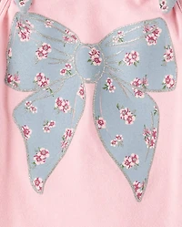 Toddler Girls Glitter Floral Bow 2-Piece Outfit Set
