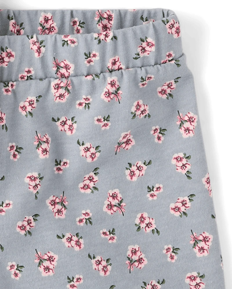 Toddler Girls Glitter Floral Bow 2-Piece Outfit Set