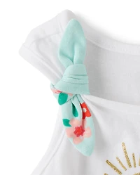 Toddler Girls Glitter Beach Bow 2-Piece Outfit Set