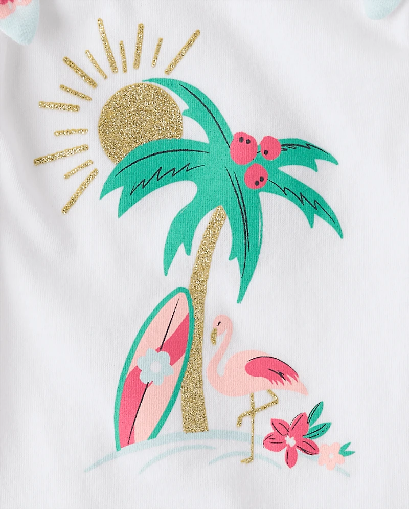 Toddler Girls Glitter Beach Bow 2-Piece Outfit Set