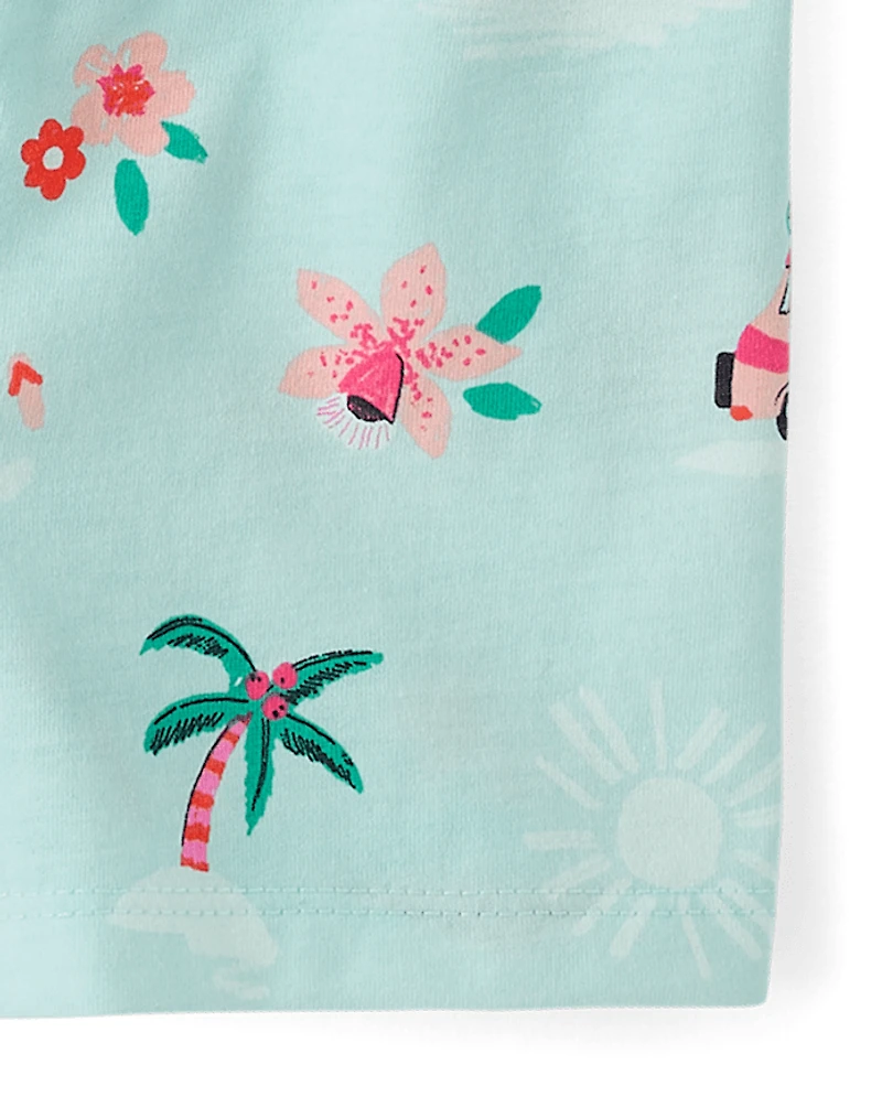 Toddler Girls Glitter Beach Bow 2-Piece Outfit Set