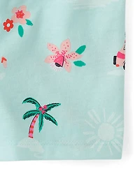 Toddler Girls Glitter Beach Bow 2-Piece Outfit Set