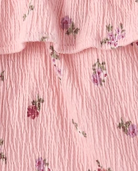 Toddler Girls Floral Crinkle Ruffle Tank Top