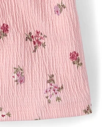 Toddler Girls Floral Crinkle Ruffle Tank Top