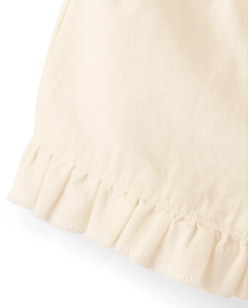 Shorts à volants pour bébés et petites filles, taille haute, style paperbag