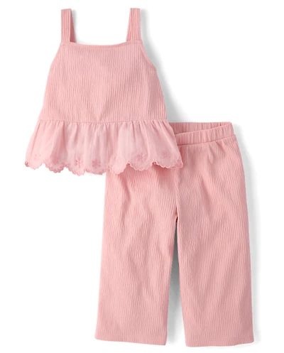 Toddler Girls Textured Eyelet 2-Piece Outfit Set