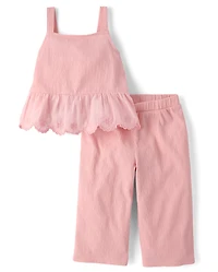 Toddler Girls Textured Eyelet 2-Piece Outfit Set
