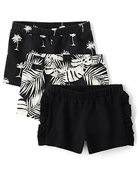 Toddler Girls Tropical Ruffle Shorts 3-Pack