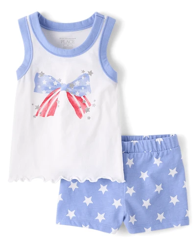 Toddler Girls Glitter Americana 2-Piece Outfit Set