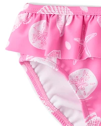 Baby And Toddler Girls Seashell Ruffle Tankini Swimsuit