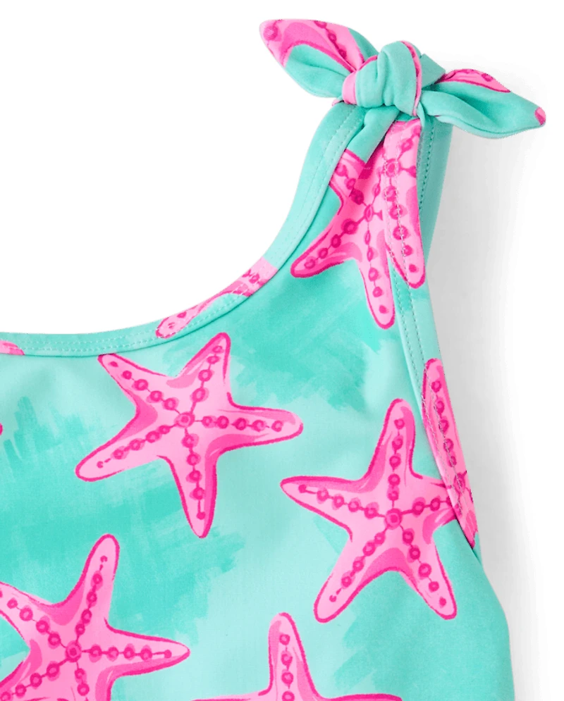 Baby And Toddler Girls Starfish Peplum One Piece Swimsuit