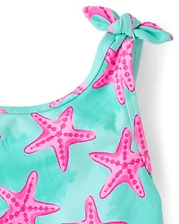 Baby And Toddler Girls Starfish Peplum One Piece Swimsuit