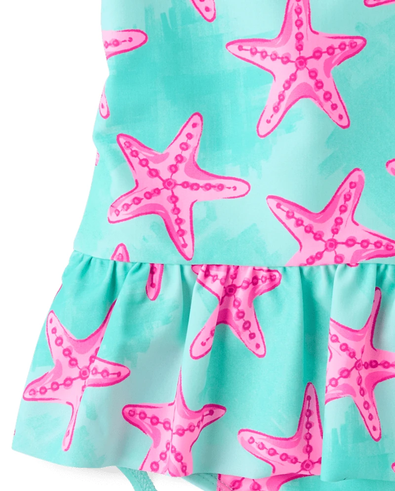 Baby And Toddler Girls Starfish Peplum One Piece Swimsuit