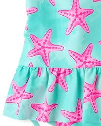 Baby And Toddler Girls Starfish Peplum One Piece Swimsuit